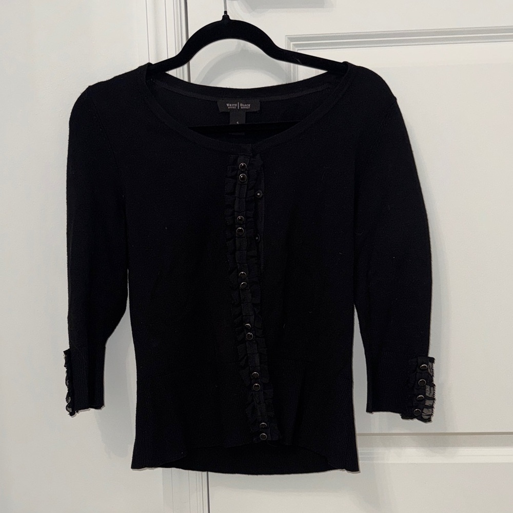 White House Black Market Cardigan with Ruffles